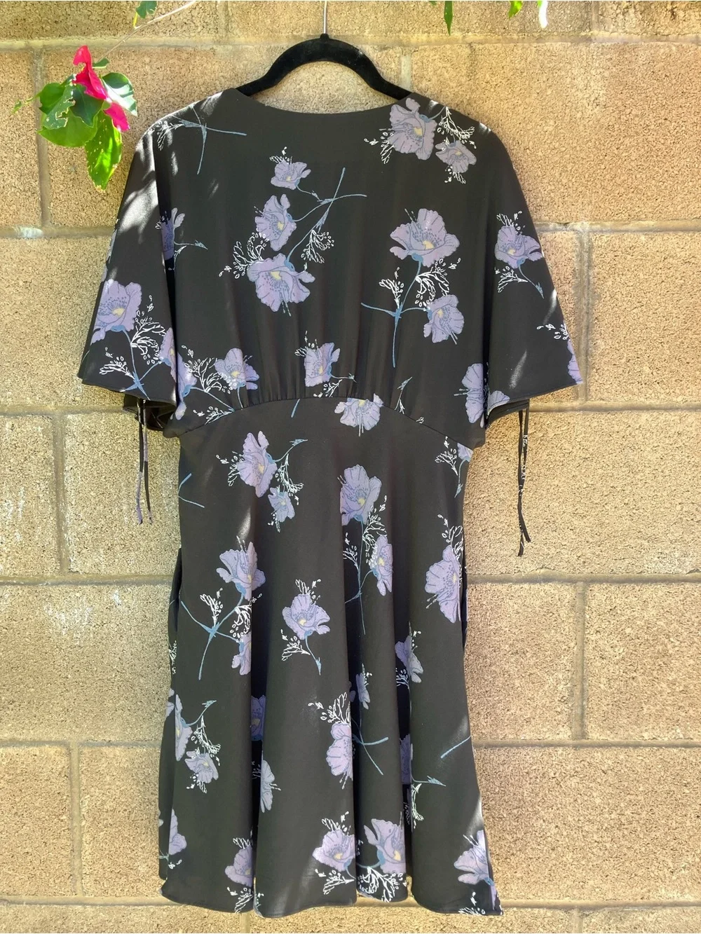 Free People Melanie Dark Floral Mini Dress With Adjustable Boho Flutter Sleeves